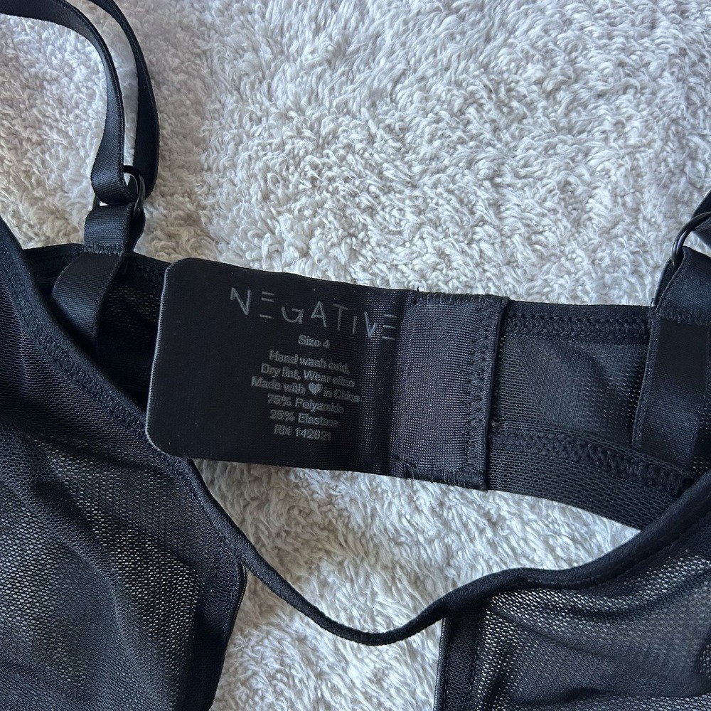 Negative Underwear Sieve Cutout Bra Sheer Mesh Black Size 4 NWOT Wireless - Picture 2 of 3